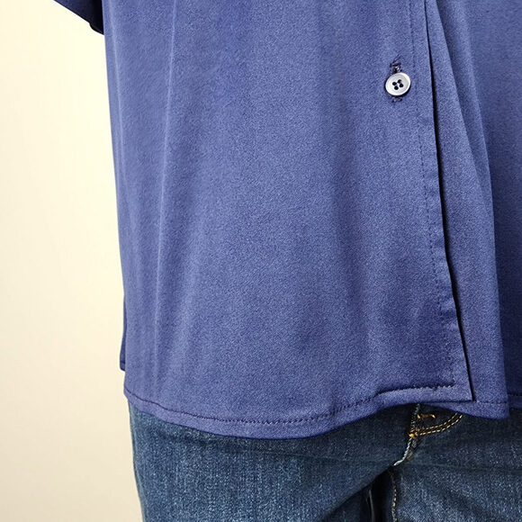 Vintage Marjorie Hamilton Blue Button Up Blouse Size L - Picture 4 of 8